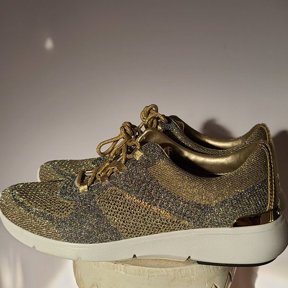 Michael Kors Metallic Skyler Trainer Platinum/Gold - Picture 2 of 8